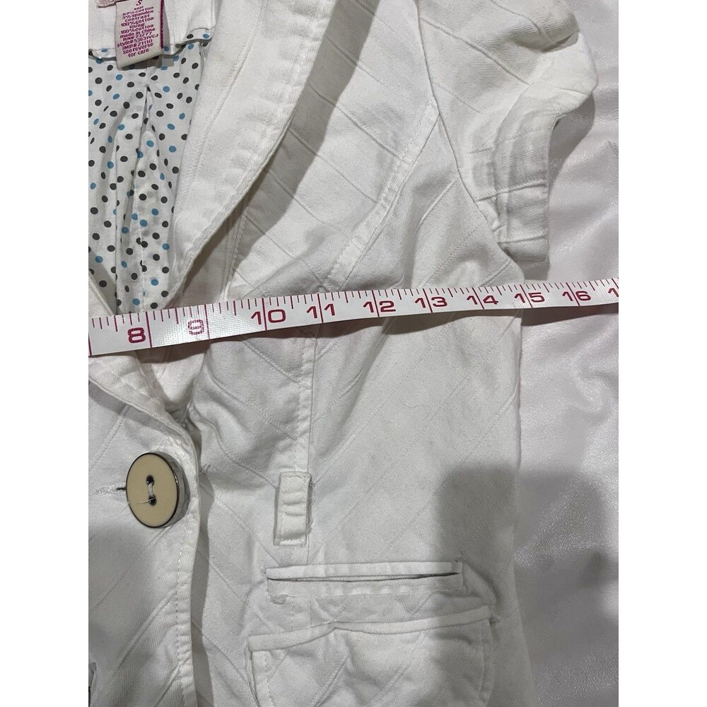 Candie’s Short Sleeve Fitted Blazer Small Cotton Lined Ivory Off-White - Picture 4 of 7